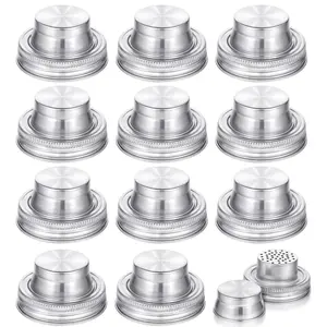 12PCS Stainless Steel Mason Jar Shaker Lids with Silicone Seals for Dredge Flour, Mix Spices, Sugar, Salt, Peppers and Any Regular Mouth Mason Jar Canning Jar - ONLY Lids