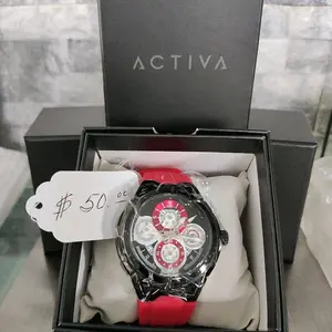 ACTIVA DRIFT X INVICTA UNISEX 44mm, Black/ Red. SWISS TRADEMARK / Alta Calidad / Quartz / Cara Esqueletizada.
