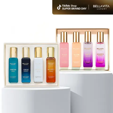 BellaVita Luxury Her N'More 8 Day Advent Calendar for Women | 2 Perfume Gift Sets | 8 Micro Perfumes | Long Lasting Eau De Parfum 8x20ml | Christmas & Festive Gift for Her