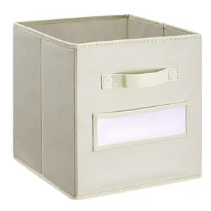 11 Inch Storage Cube, Foldable Fabric Cube with 10 Labels, Window Card Design, Ideal for Shelving & Closet Organization