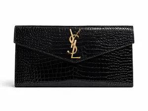 Pre-owned Yves Saint Laurent leather Bag Accessories YSL Uptown Croc Embossed