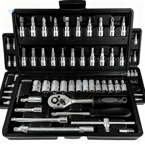 46pcs Car Repair Machinery Tools Set, Household Machinery Tools, Socket Wrench Diy Repair Tool Kit, Ratchet Screwdriver Compatible with Car Repair & Bicycle Repair, Hardware Toolbox Compatible with Auto Repairing & Household, Christmas Gift for Husband