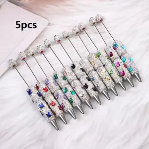 5-Pack DIY Rabbit Beaded Pen Set, Unique Pens, Aesthetic Pens, Cute Pens, Ink Creative Holiday Stationery, School Supplies, Writing Tools, Fashion Writing Office Accessories