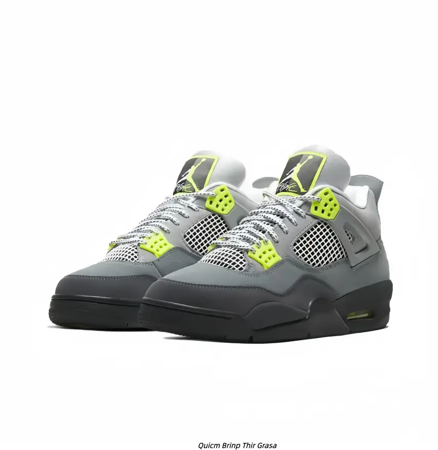 Grey Volt Neon Retro High Top Basketball Sneakers Unisex, Nubuck Leather Breathable Grid Support Cushioned Window Heel Sole, Shock Absorb Non-Slip Rubber Outsole Sports & Daily Casual Couple Trainers
