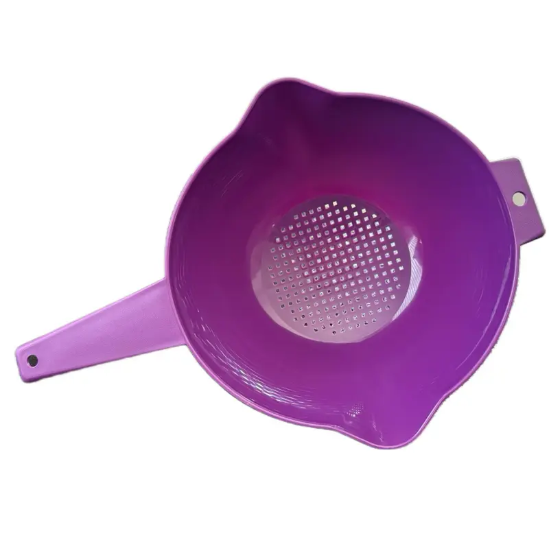 2 Qt Purple Plastic Vegetable Colander - Multi-Functional Over the Sink Colander, Drain Strainer Sieves with Handle, Strainers for Kitchen, Essential Kitchen Tool