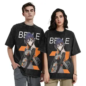 Belle Zenless Zone Zero Belle ZZZ T Shirts Hip Hop Washed Short Sleeve High Street T-Shirt Men Women Streetwear Print Tee Shirt gift