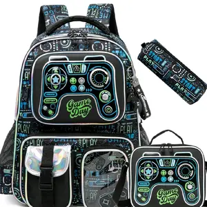 Game Day Kids' Backpack with Controller Design & Matching Pencil Case School Bag for Children