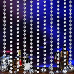 Disco Party Decorations 6 count 6.56ft Long Mini Disco Ball Beaded Garlands Reflective Mirror Ball  Banner 70s 80s Retro Party Backdrop Supplies for Christmas Birthday Wedding()