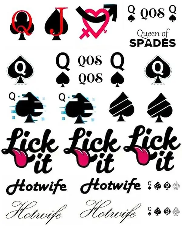 4 Sheets BBC Queen of Spades Temporary Tattoo Sticker Total 81(15X21cm) QoS Hardcore Words Phrases