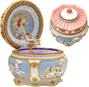 You are My Sunshine Music Box Carousel Horses Unicorn Musical Box with Sankyo 18-Note Wind Up for  Girls Christmas Birthday Gifts