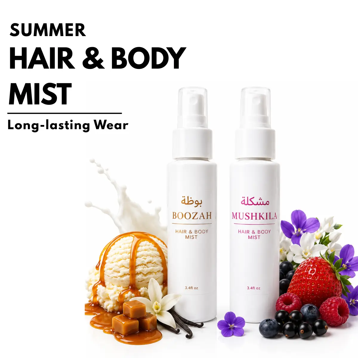 Hair & Body Mist | Boozah-Mushkila | Vanilla Ice Cream  | Fruity Floral Musk
