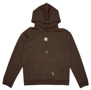 Louis Vuitton Embellished Flower Logo Hooded Sweatshirt Brown