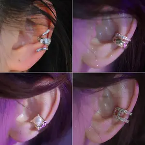 1pc Crystal Ear Cuff Wrap Stud No Piercing Clip Earrings For Women Girl Trendy Zircon Ear Rings Conch Jewelry Bijoux Gift KDE130