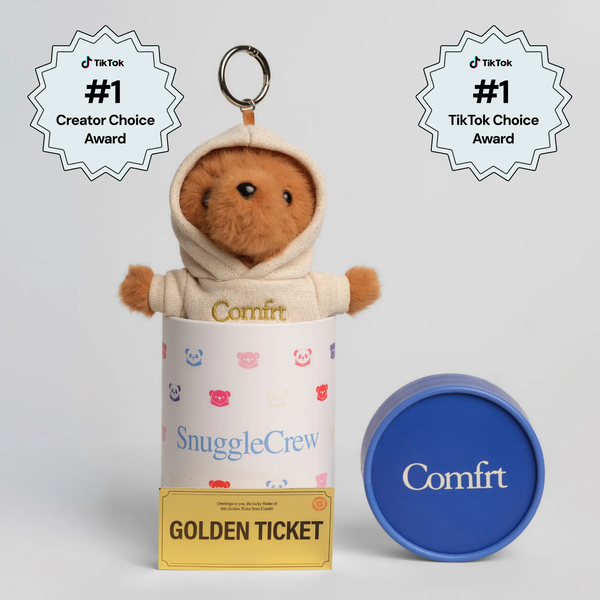 Comfrt | Teddy Bear Mystery Color Keychain | Cute Soft Teddy Bag Charm Wearing a Surprise Color Hoodie Comfrt | Teddy Bear Mystery Color Keychain | Cute Soft Teddy Bag Charm Wearing a Surprise Color Hoodie