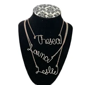 Custom wire name necklace