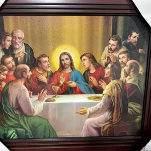 Cuadro Ultima Cena 22x26 Madera Pintura de Textura