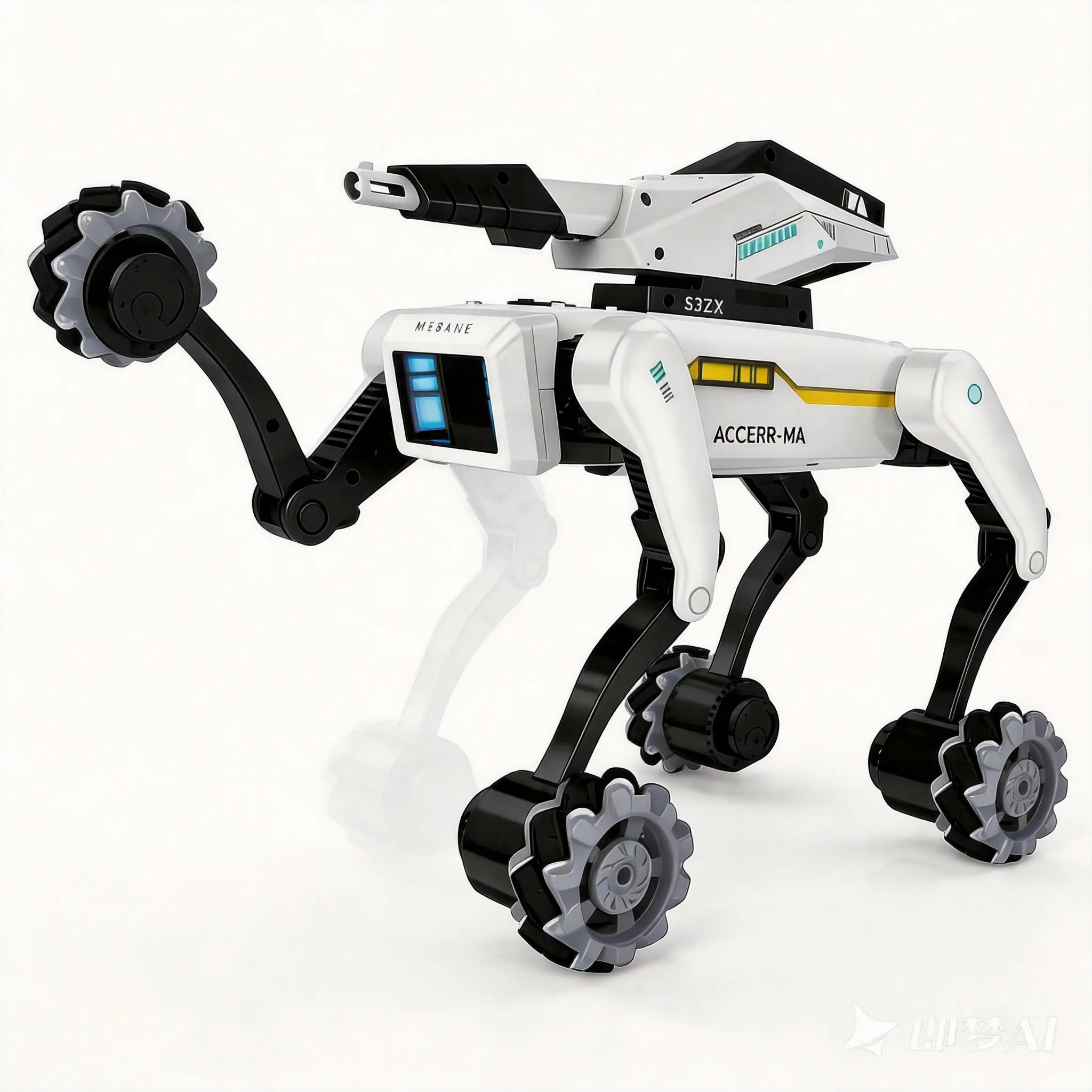 [Akeleo] 3-in-1 Remote Control Robot Dog Toy, Equipped with Detachable Claw and Cannon Accessories, Cool Appearance, Supports Music Playback, High-speed All-terrain, Controllable Stunt Robot Dog Pet, Companion Gifts Suitable for Children and Couples Combo