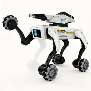 [Akeleo] 3-in-1 Remote Control Robot Dog Toy, Equipped with Detachable Claw and Cannon Accessories, Cool Appearance, Supports Music Playback, High-speed All-terrain, Controllable Stunt Robot Dog Pet, Companion Gifts Suitable for Children and Couples Combo