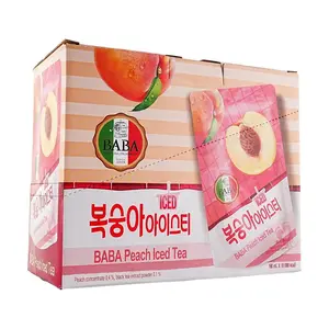 WOONGJIN BABA Peach Iced Tea 190ml x 10 Packs | Low Calorie 0 Fat Korean Drink