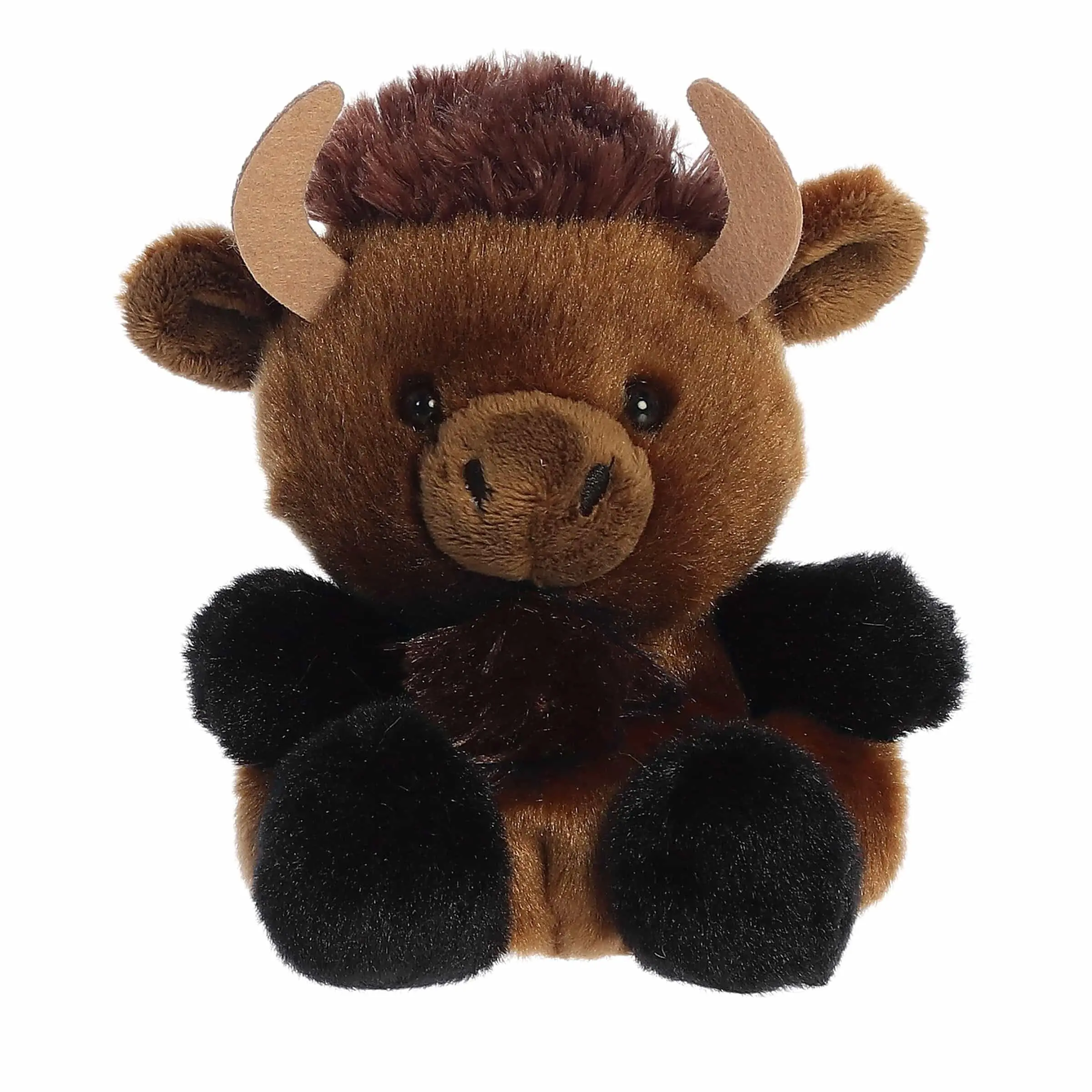 Aurora Palm Pals Billy Bison Stuffed Animal - Soft Polyester Collectible Plush with Bean Pellet Filling - Forest Collection - Brown, 4 Inches