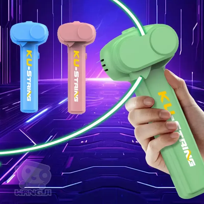 SKYQITIAN Upgraded Glow-in-Dark Elastic Rope Decompression Squeeze Toy - Stress Relief Fidgeting Fidget with 3 Extra Cords, Built-in Dual UV Light Source, Launcher, Relaxation Stick, Gift for All Ages summerwins,summerwins
