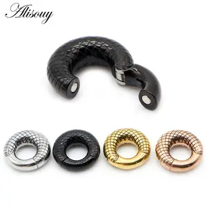 Alisouy 1PC Stainless Steel Round Circle Hinge Heavy Ear Weight Plugs Tunnel Ear Gauges Expander Stretcher Piercing Body Jewelry