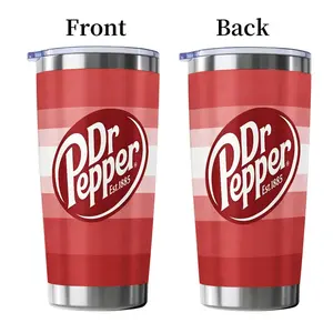 1pc 20oz Dr Pepper vintage striped stainless steel Insulated Tumbler insulated cup with soda brand print - car-mounted portable water cup, nostalgic and personalized water cup, exclusive for soda lovers, Insulated Travel Drinkware