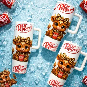 1 Pc 40oz Insulated Mug, Double Wall Vacuum Cup, Leak-Proof Skinny Thermal Mug for Hot Cold Drinks, Keeps Hot 12 Hours Cold 24 Hours, Cute Soda Highland Cattle Design Gift for Women Men, Holiday Birthday Daily Travel Office Use