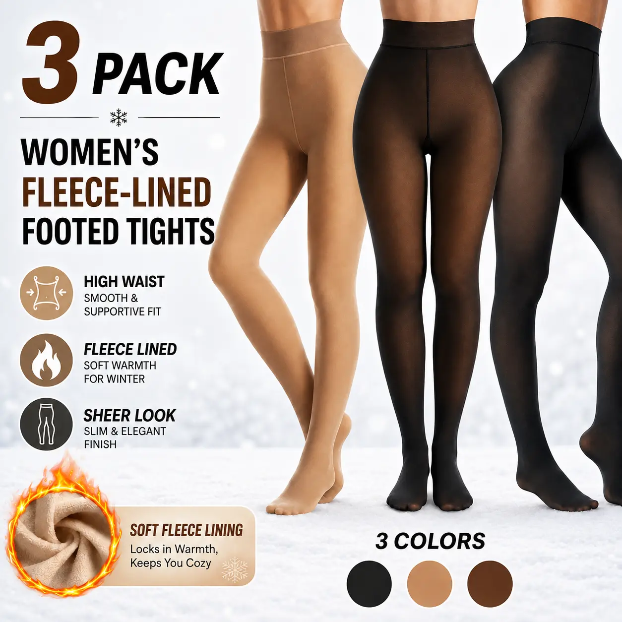 Hijesse High-Waisted marigold warm velvet tights, both front and back are sewn by single thread! Size S-XL winter basic warm tights/leggings thick translucent casual underwear tights closed, colors are black, deep skin, light skin. Winter leggings