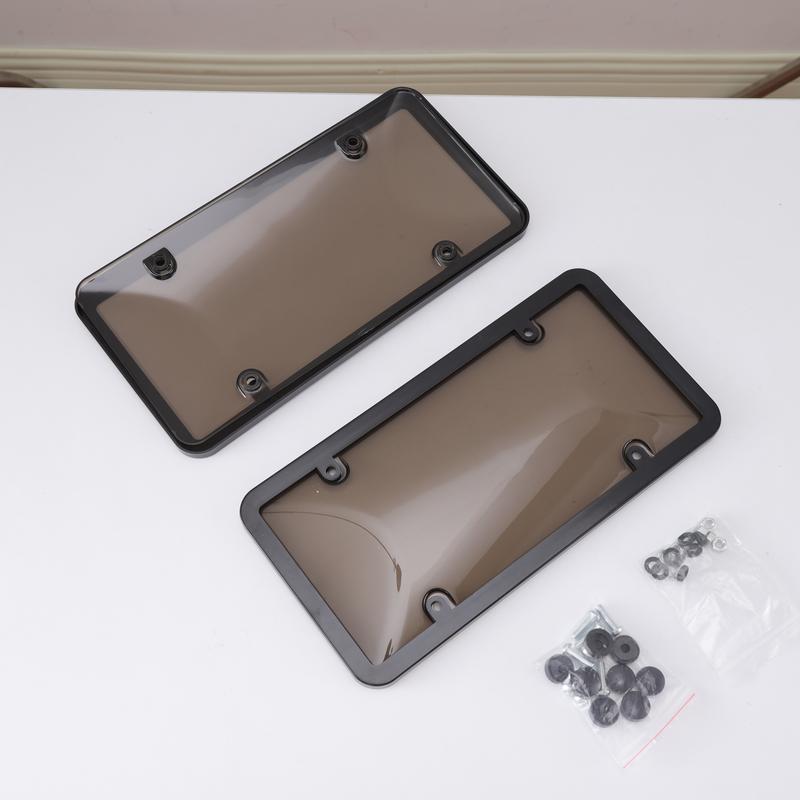 Dazone 2Pcs Black Personalized License Plate Frame Cover With Matching Screw Cap Screws Fits Any Standard US Plates