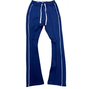 Rebel - Track Stacked Flare Pants  - Navy - 470 570