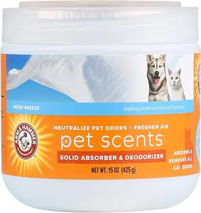 Pet Scents Gel Odor Eliminator, Baking Soda Deodorizer for Pet Rooms, Litter Box Areas, and Indoor Spaces, LongLasting Solid Gel Format, Fresh Breeze Scent,  Oz