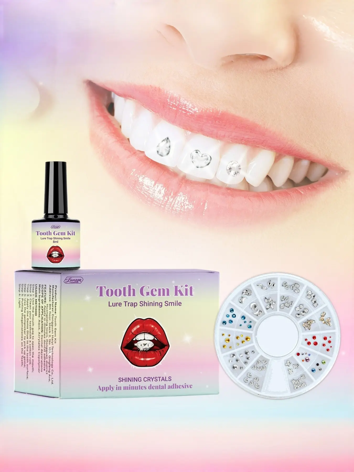 Tooth Gem Kit with Dental Adhesive, DIY Tooth Jewelry Set, Easy Self-Application in Minutes, Sparkling Aesthetic Teeth Accessories for All Occasions & Daily Wear
