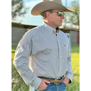 Kingsley Cream & Navy Wrinkle Free Long Sleeve Shirt by Ariat