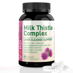 VORDLIFE Milk Thistle Complex 300mg - Liver Cleanse & Detox Support with Dandelion, Artichoke, Turmeric, Ginger, Zinc & Selenium - Vegan, Gluten-Free Liver Health Supplement, 60 Tablets