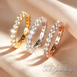 Stackable Starry Sky Ring - Eternity Ring for Women - 14K Gold Plated Cubic Zirconia Stackable Rings for Women - Gold Jewelry Simulated Diamond Wedding Bands