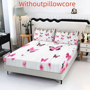 Butterfly & Rose Fitted Sheet Set, Ultra Soft & Airy, Modern Style, Cozy Cute Bedding, Perfect for Spring Cottage Decor