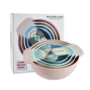 Baking Rainbow Bowl 10-Piece Set, Non-Bone China Mixing Bowls, Includes Measuring Cups and Spoons, Ideal for Salads and Baking