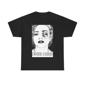Crystal Castles Black Eye T-Shirt Album Tour Merch;Indie Electronic Graphic Tee;Alternative Music Fan Style;Casual Streetwear Wear Casual Style;Retro Styles