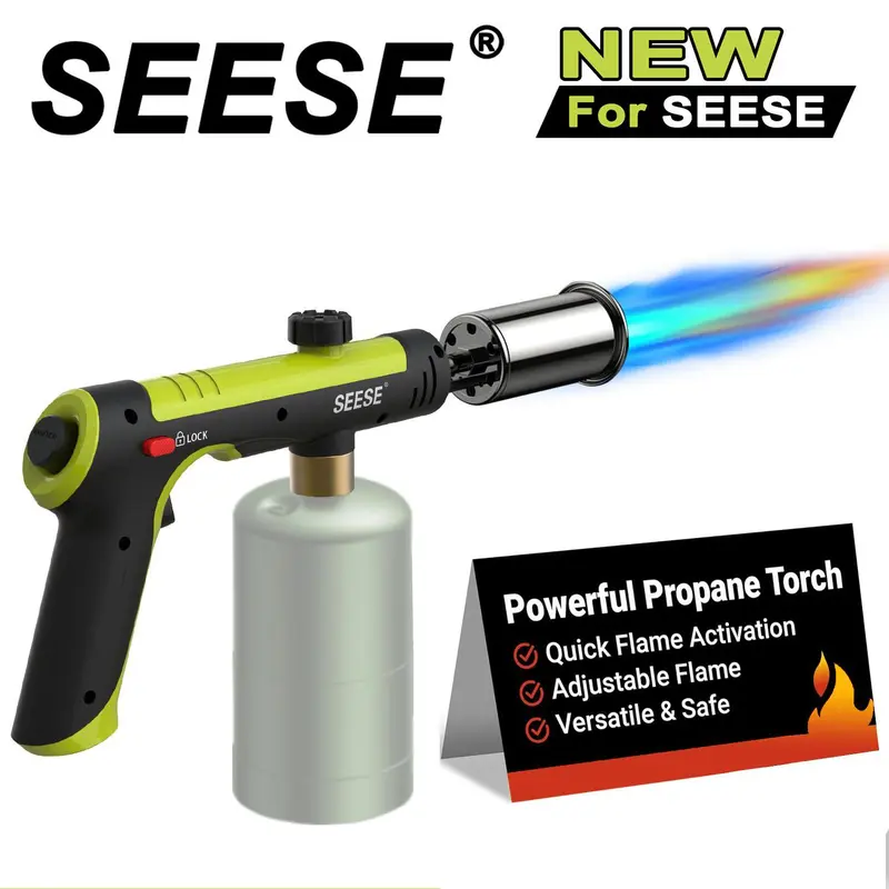 SEESE Powerful Propane Torch (Propane Tank Not Included),Culinary Propane Torch Lighter, Adjustable Blow Torch for Sous Vide Searing Steak, BBQ, Halloween gifts