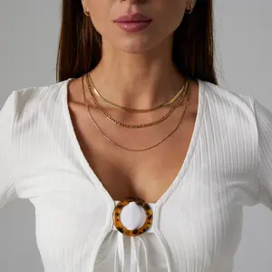 Three layered Dainty Pearl Pendant Necklaces for Women 14K Gold Plated snake twist rope/paperclip box/pearl cross/pearl coin/satellite cuba paperclip