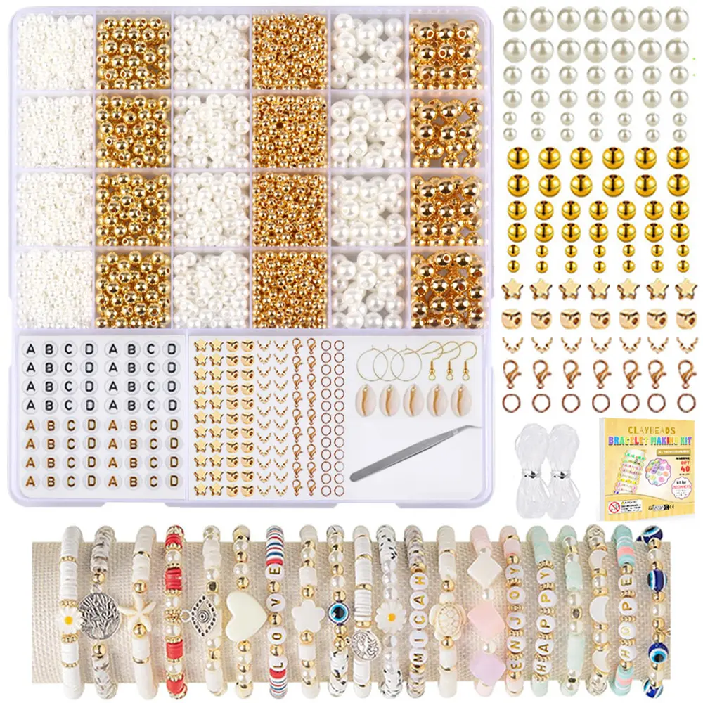 4500pcs Soft Pearl Spacer Beads Slices DIY with Charms Jewelry Making Supplies, Handmade Bracelet Necklace Accessories, DIY Beading Accessories