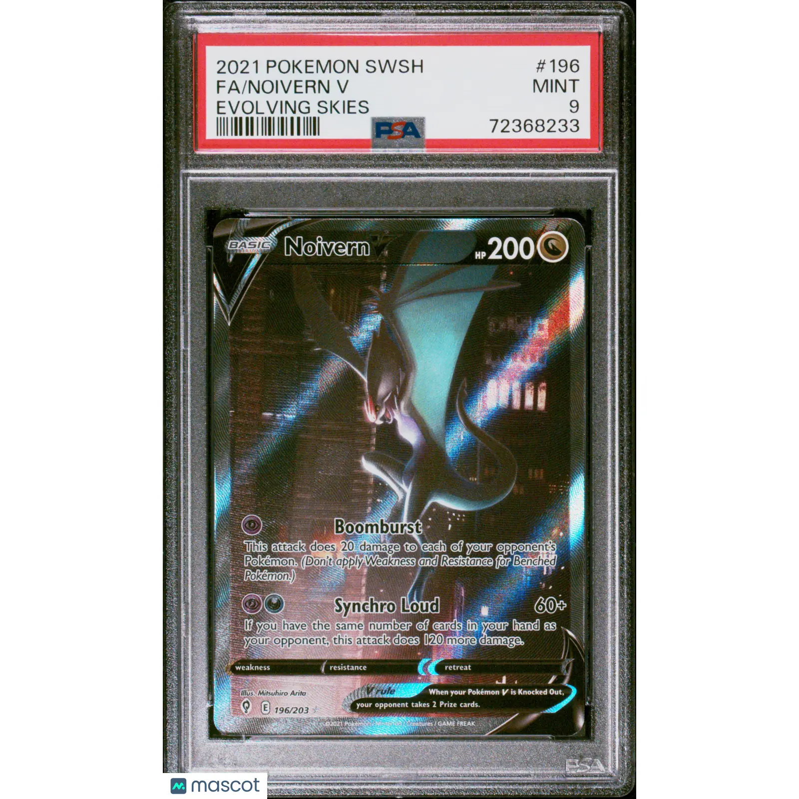 2021 POKEMON SWORD & SHIELD EVOLVING SKIES #196 FULL ART/NOIVERN V PSA 9