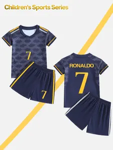 Children's football jersey and pants set, size 7 - made of quick-drying fabric, suitable for sports, leisure, children's outdoor activities, and sporty styles. It uses breathable material and is the first choice for children's gifts!