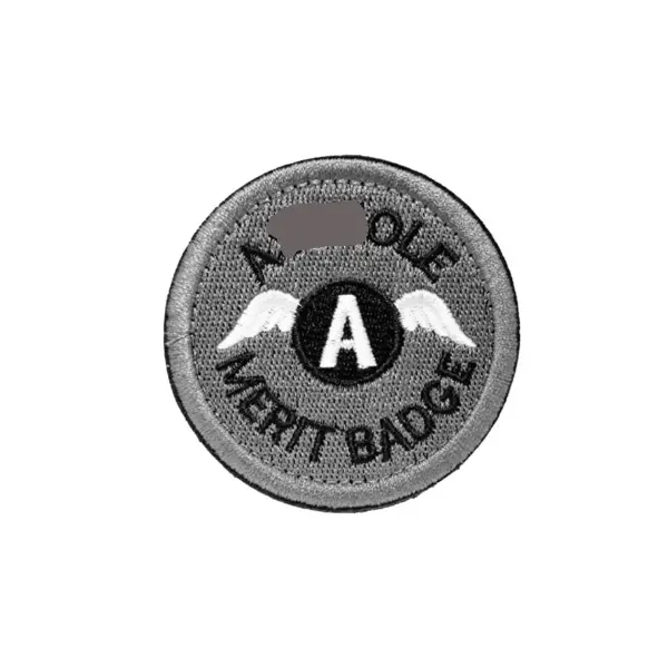 Embroidery Funny Patch Gray Merit Badge Humor Badge | 2.5 inches Funny Emblem | Jacket Clothing Hat Applique | Bags, Hats Patches, Hook & Loop