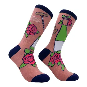 Women's Totally Screwed Socks Funny Wine Bottle Corkscrew Drinking Lovers Footwear Funny Graphic Socks Comfortable Fitted Spandex Cotton