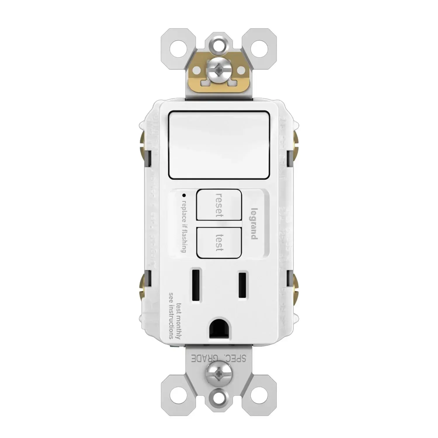 Legrand 1597SWTTRWCCD4 radiant 15A Tamper-Resistant GFCI/Switch Combo, White