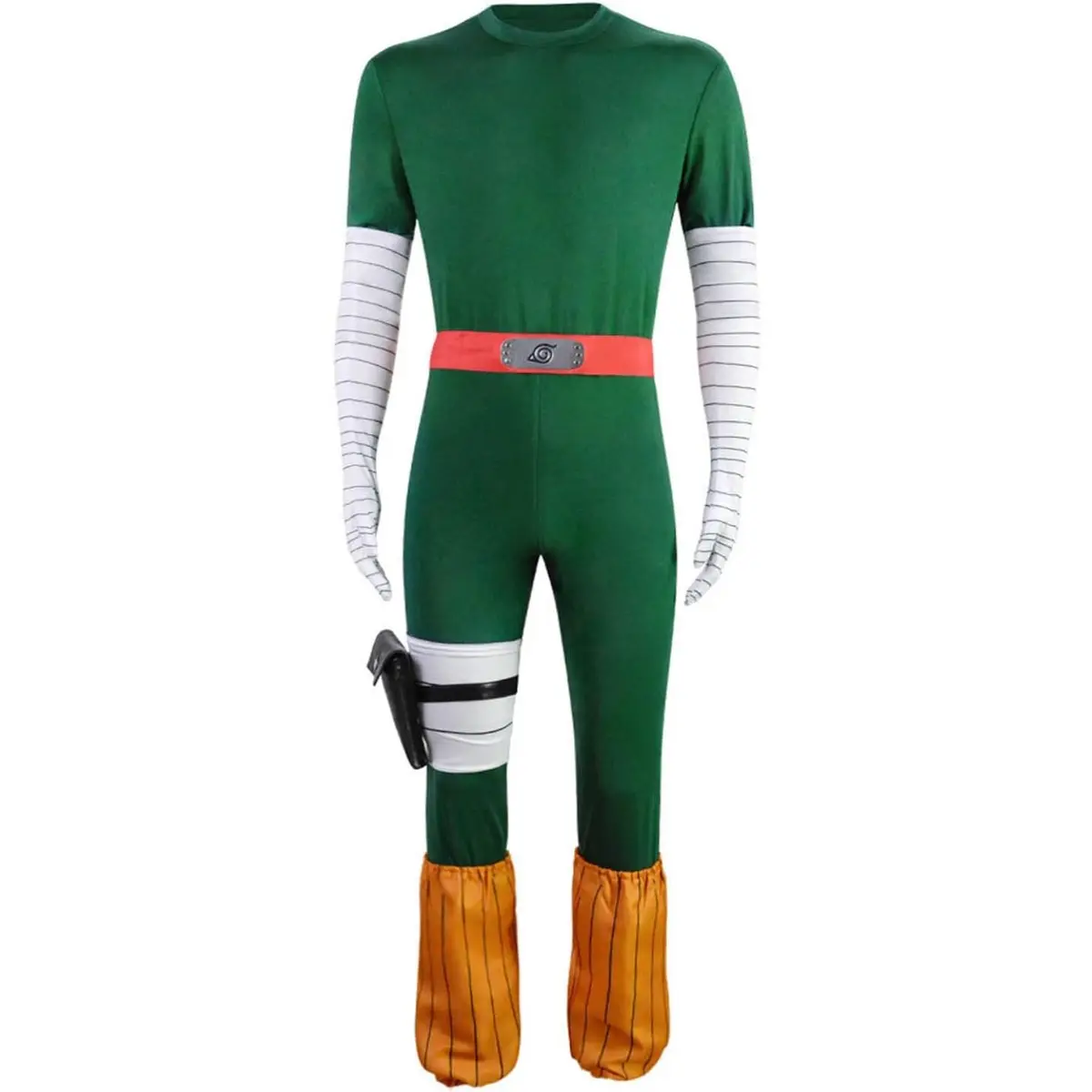 Rock Lee Green Jumpsuit Cosplay Set with Belt Gloves and Leg Accessories for Adult Men Comic Con