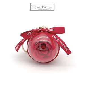 Preserved Real Rose Keychain on Pearl Chain Elegant Forever Floral Accessories