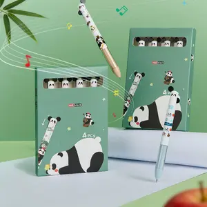 4 Minimalist Gel Pens Panda Theme Colour block Design Simple Style Smooth Ink Fast drying DIY Study Office Writing Large capacity Black Gel Pens